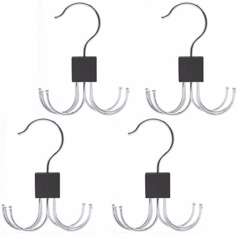 Set van 4 draaibare riemhangers met 6 haken voor in de kast