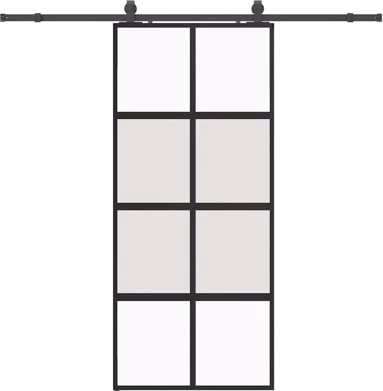 vidaXL Schuifdeur met beslag, zwart, 90 x 205 cm, veiligheidsglas