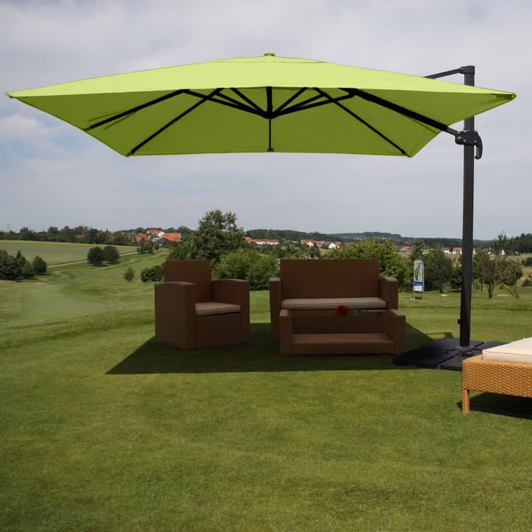 Mendler Gastronomie-scherm met pergola model HWC-A96, groen, 3x3 meter (diameter: 4,24 meter)