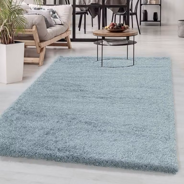 Blauw Hoogpolig Vloerkleed van Polyester voor Woonkamer of Slaapkamer - 80 x 150 cm