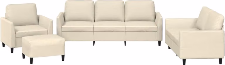 vidaXL 4-delige loungeset met kussens in crème kunstleer