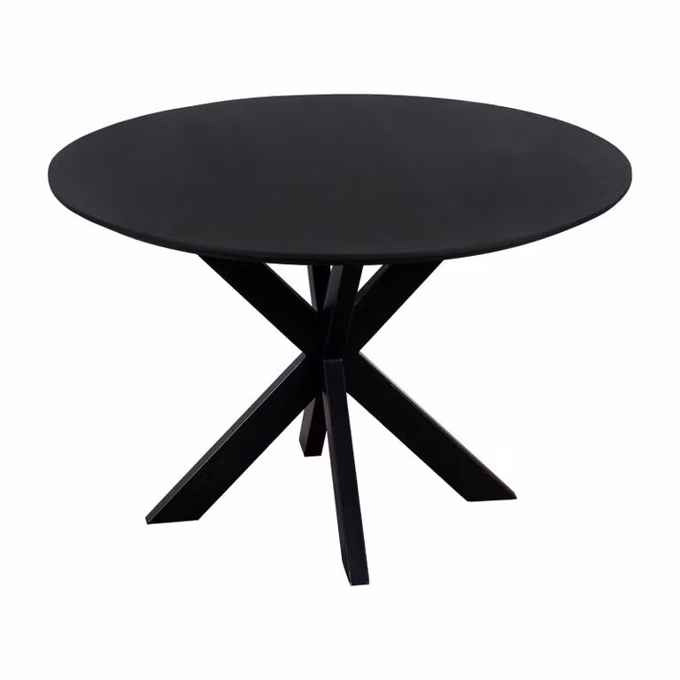 QUVIO Eettafel Sofia Rond - Mangohout - Ø120 cm - Zwart