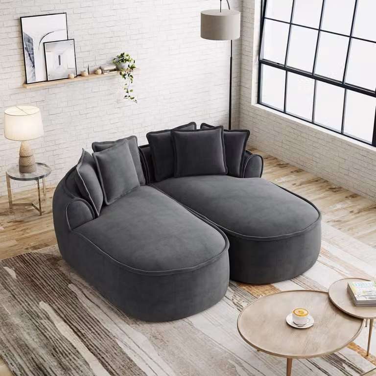 MODFU Modulbank Scandinavisch Design - Grijs Chenille - Omvormbaar L-vormig voor de Woonkamer