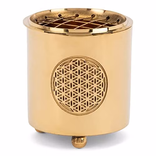 NKlaus Wierookbrander Flower of Life van messing, Goudkleurig, B/D/H: 6 x 5,5 cm