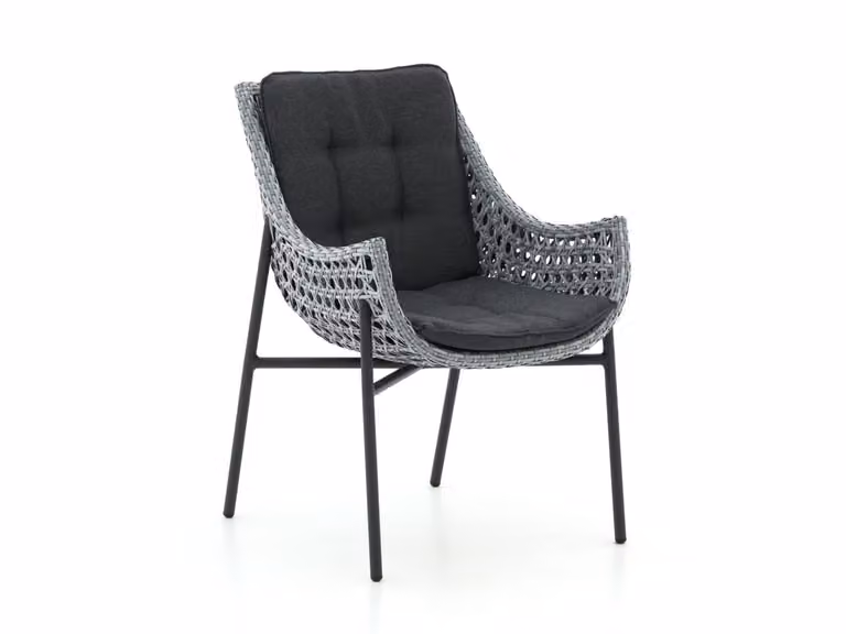 Manifesto Furniture Novara Dining tuinstoel met armleuningen, wicker en aluminium, grijs/zwart