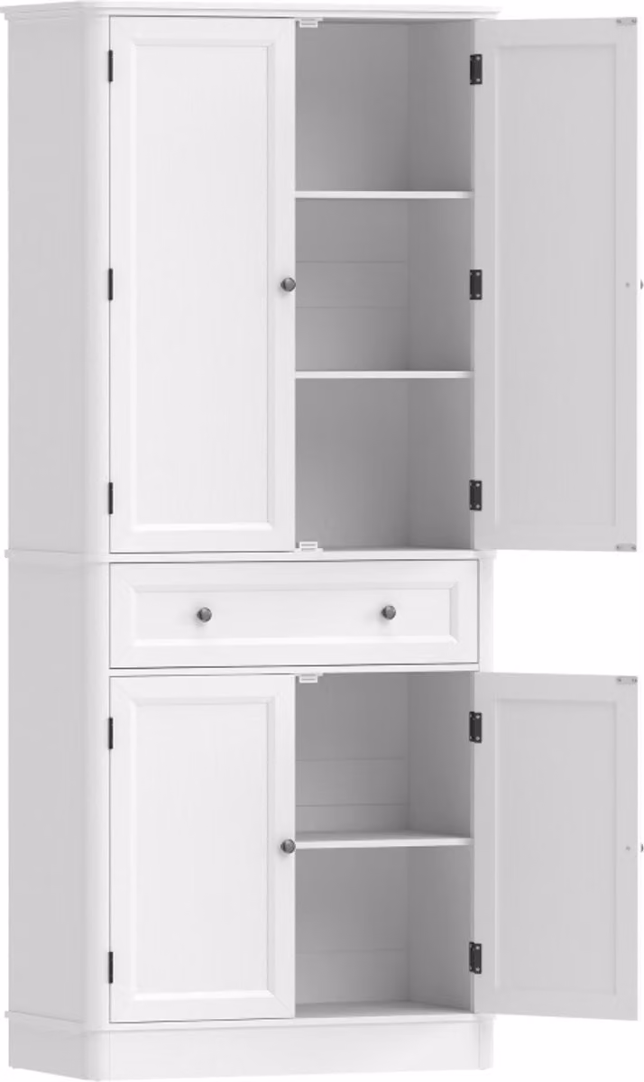 Witte MDF Opbergkast met laden en verstelbare planken, B/D/H: 80 x 39,5 x 186,4 cm
