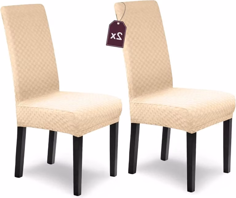 Set van 2 crème flanellen stoelhoezen voor fauteuils met hoge rugleuning