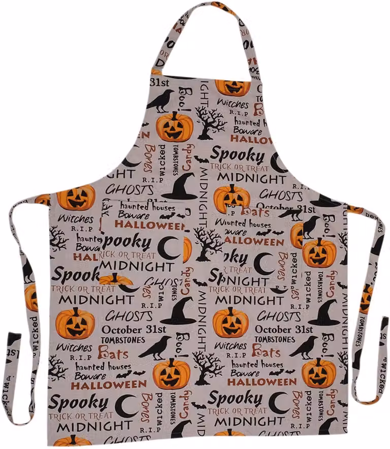 Halloween Schort voor volwassenen zwart oranje 70 x 85 cm