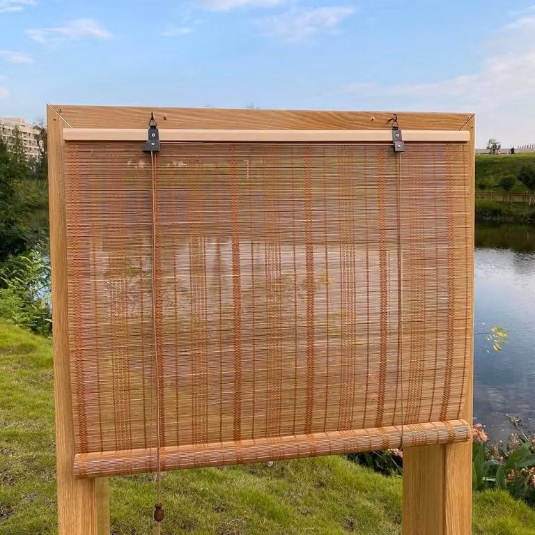 Handgemaakt Bamboe Rolgordijn Romeinse Jaloezie voor Zonwering en Decoratie, Breedte: 114 cm, Hoogte: 188 cm