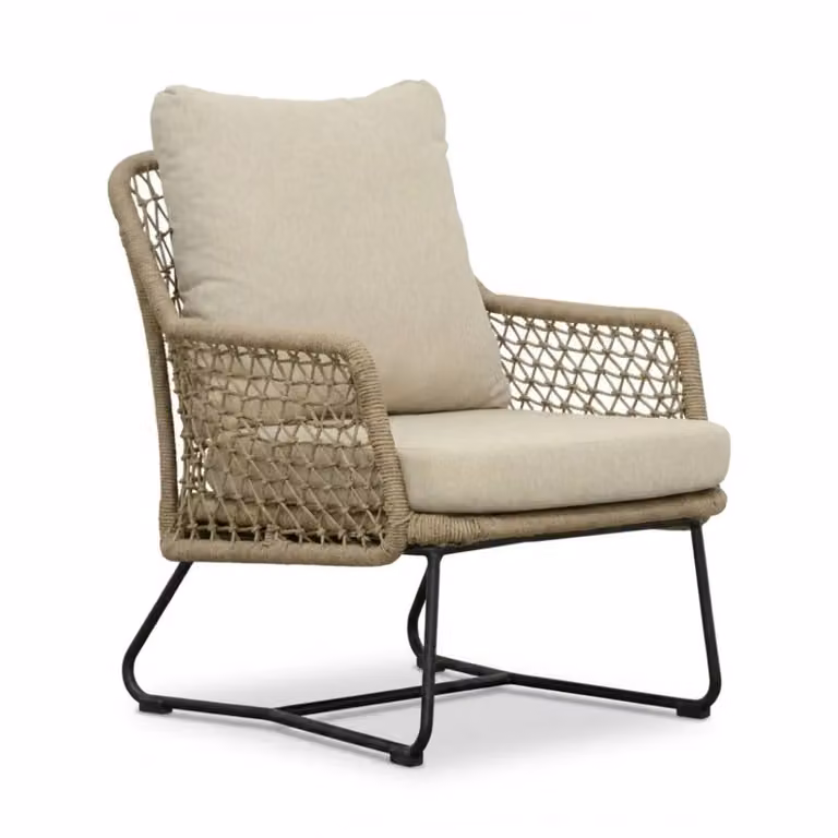 Gianna Low Dining Tuinstoel met Touw en Aluminium in Sahara Dust