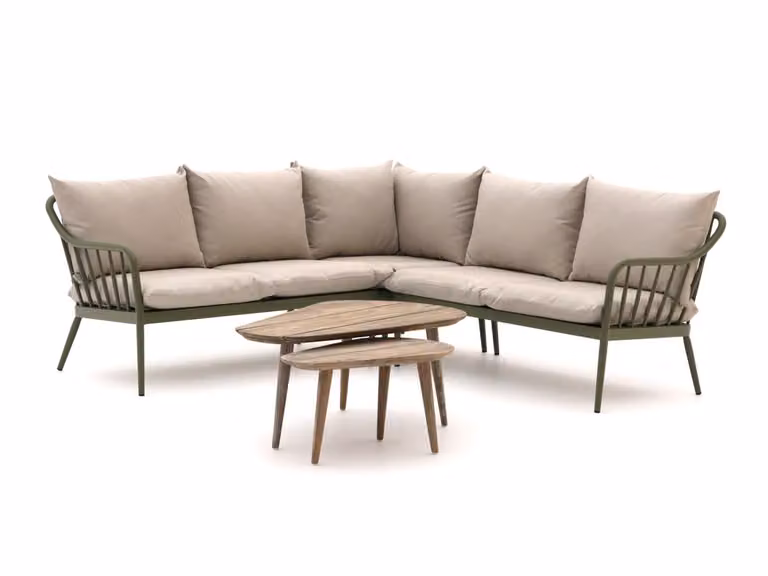 Manifesto Furniture Hoek loungeset voor 5 personen, Groen, met Teak en Aluminium
