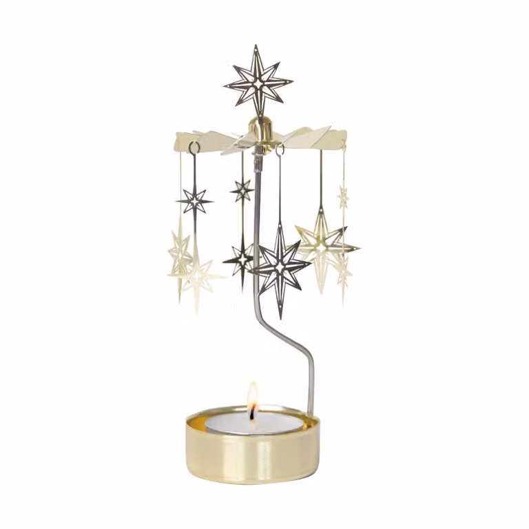 Pluto Design Northern Star theelichtcarrousel Goud