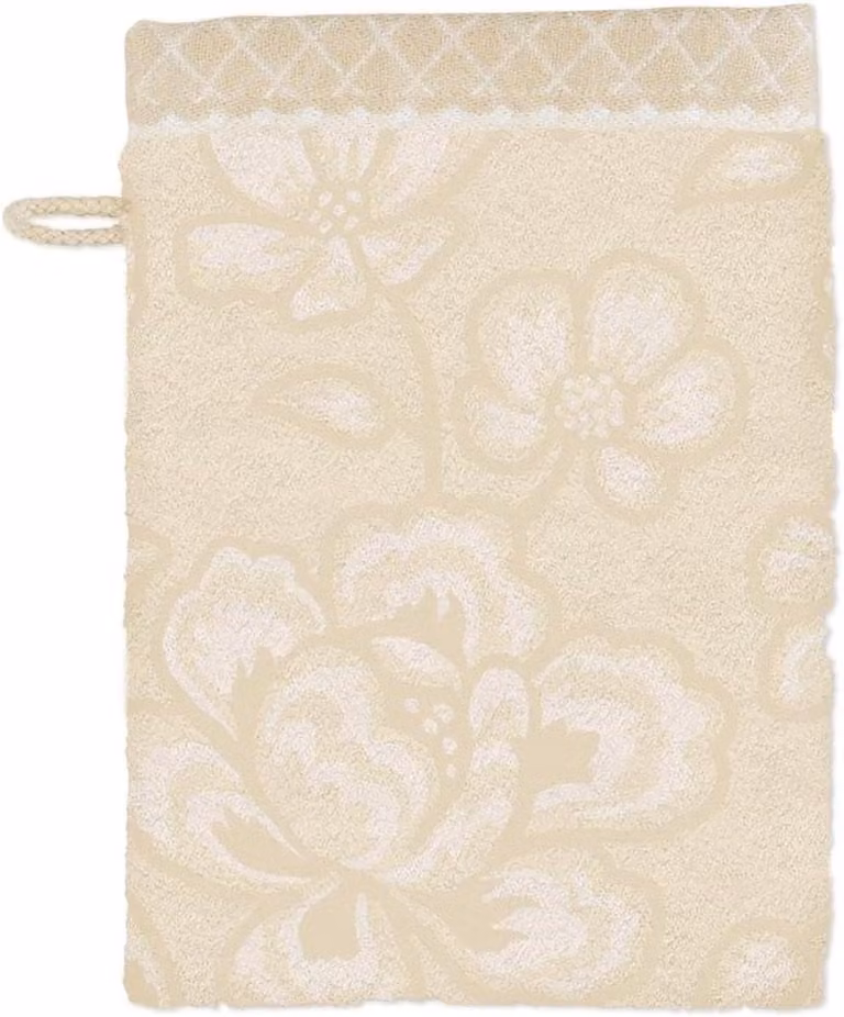 Washandschoen Jaquard Badhandje Zandkleur 16 x 22 cm