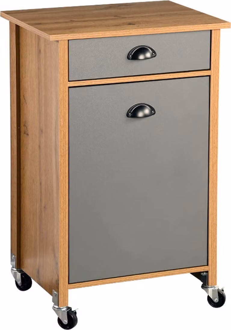 Kesper Keukentrolley met afvalscheidingssysteem, eikenhout en grijs, B: 50 cm, D: 37 cm, H: 79 cm