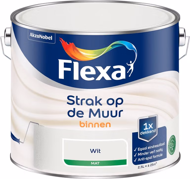 Flexa Strak Op De Muur Binnen Mat Wit 2,5 l