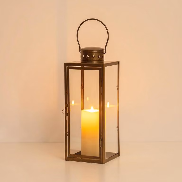 Decoratieve Lantaarn Windlicht Goud - Groot Vintage Design - Hoogte: 35 cm