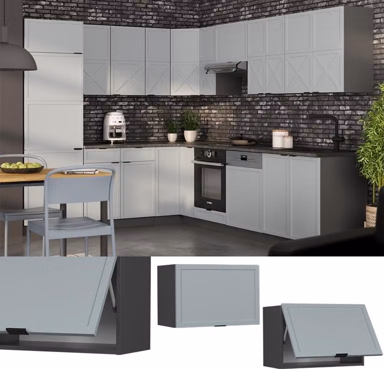 Wandkast Keuken Licht Blauw Grijs 60 cm met Soft-Close