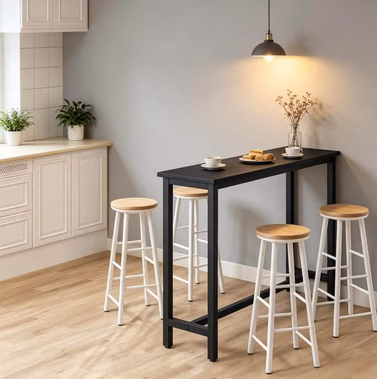 MODENUIT Bartafel met Verstelbare Poten, Rechthoekig, Zwart, B/D/H: 140 x 40 x 100 cm