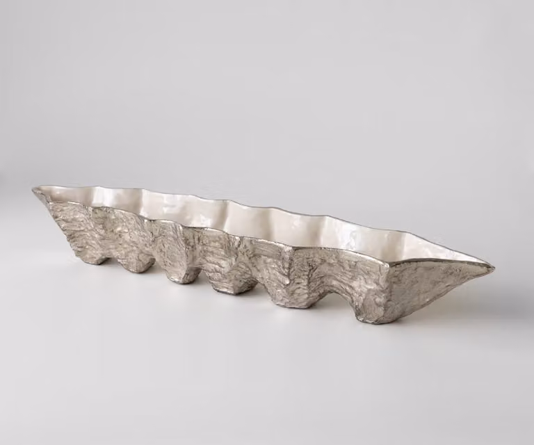 DELIFE Schaal Riffa Platin Opal Handgemaakt Aluminium B: 19 cm, H: 15 cm