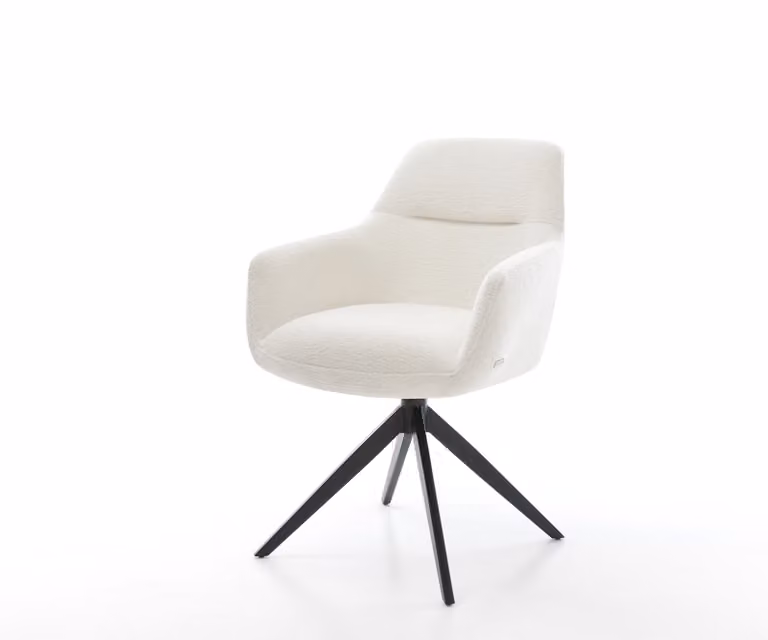 DELIFE Pejo-Flex Draaistoel met Bouclé Stoffering in Beige en Zwart met Kruisframe