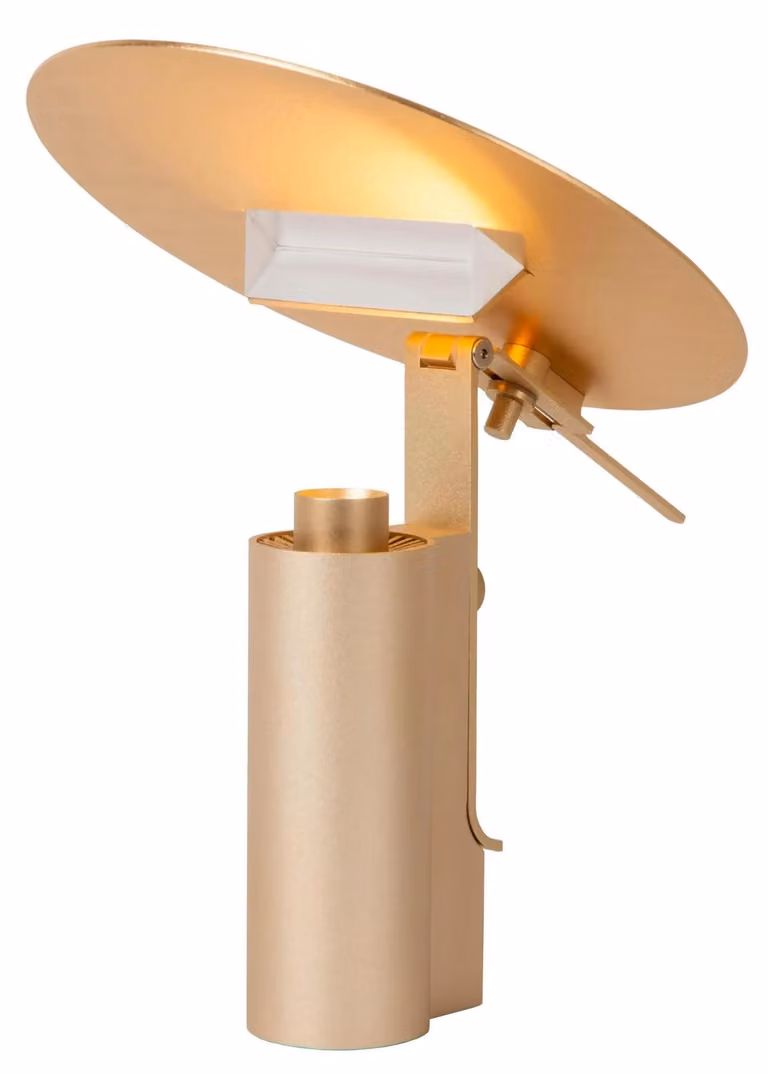 Lucide FITS Bureaulamp - Goud/Messing - LED - Warm Wit - Hoogte: 29,5 cm, Diameter: 20 cm