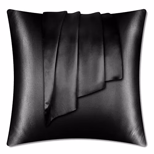LULUSILK Zijden kussensloop zwart voor haar- en huidverzorging, 80 x 80 cm