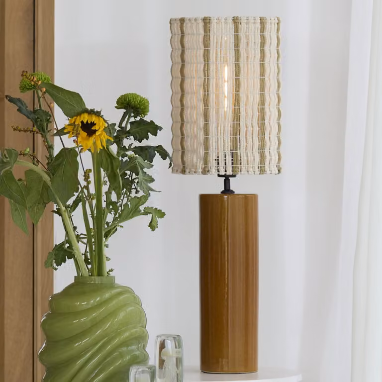 Light & Living Lampenkap SIMBELIN Scandinavisch Design Beige Groen B: 26 cm, D: 26 cm, H: 36,5 cm