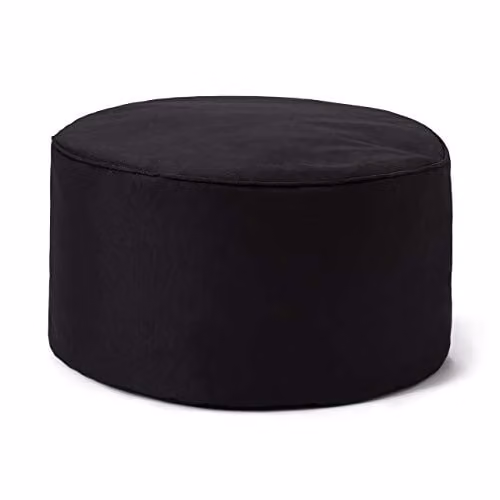Lumaland Zitzak Poef Zwart - Ronde Indoor en Outdoor Hocker - Waterafstotend en Onderhoudsvriendelijk - B/D/H: 25 x 45 cm