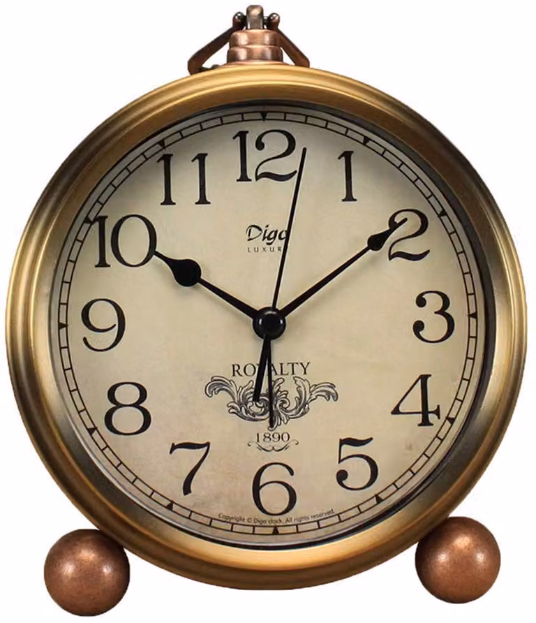 Omgoods Saytay Retro Analoge Tafelklok met Gouden Afwerking