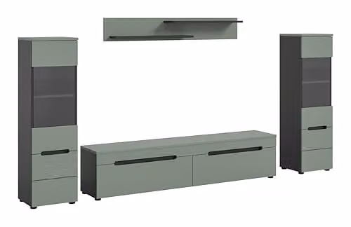 Xonox.home Woonwandcombinatie Canu 3-delig - Basalt grijs en Smoke Green - B/D/H: 272 x 141 x 33 cm