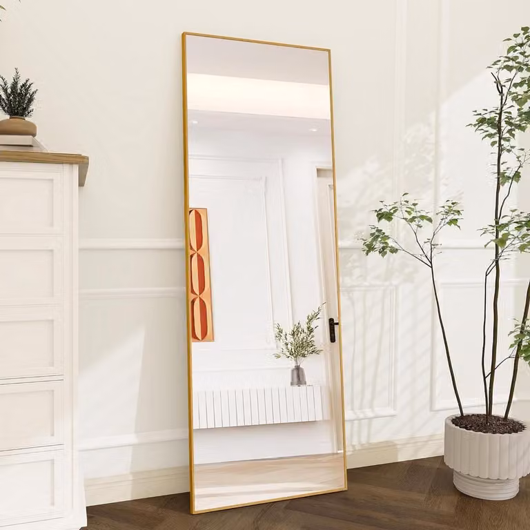 Staande spiegel voor volledige lengte in goud, 164 x 54 cm