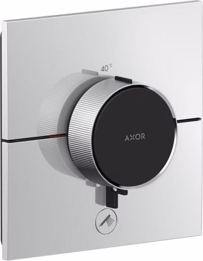 Axor ShowerSelect ID HighFlow Thermostaat, Inbouwmodel, Vierkant, voor 1 Douchekop en Extra Aansluiting, Gepolijst Zwart Chroom