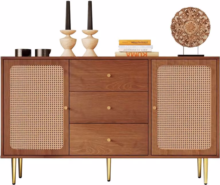 Vintage Ladekast met Deuren en Verstelbare Planken - Walnoot Bruin - Breedte: 150 cm