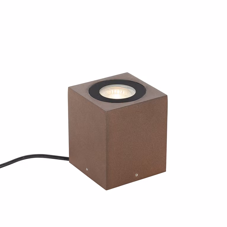 Qazqa Industriële Tuinspot Bruin Vierkant IP65 Aluminium