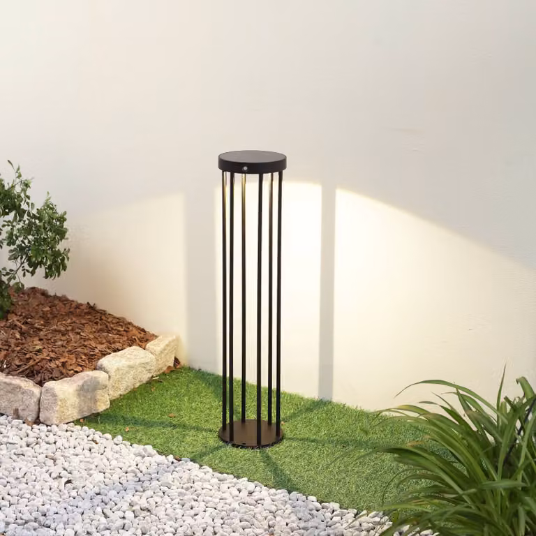 Lucande Evelis LED Solar Tuinpadverlichting met Bewegingssensor, Zwart, Aluminium, Rond