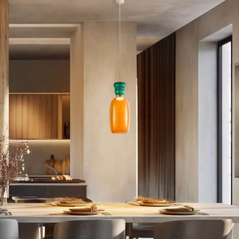 Lucande Moderne Hanglamp voor de Keuken - Glas en Metaal - Geel, Oranje en Groen