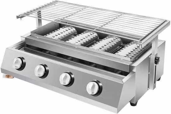 Luxe tabletop gasgrill in zilver met roestvrij staal voor in de tuin