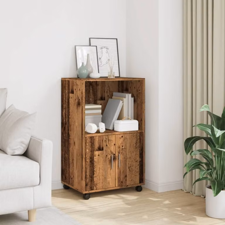 vidaXL Rollende kast met antieke look en wieltjes, B/D/H: 55 x 40 x 91 cm
