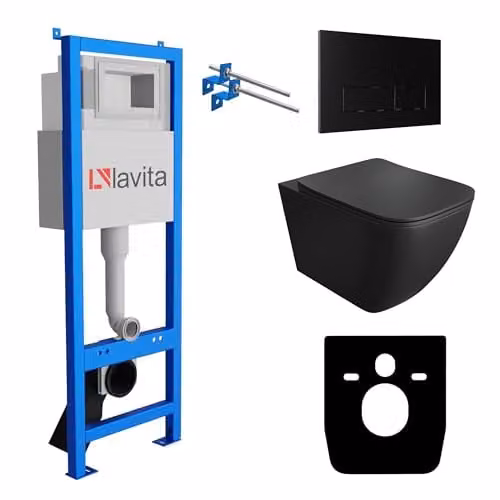 Lavita complete toiletset ONIL zwart met LAV 101 voorwandelement en LAV 200.3.4 bedieningspaneel