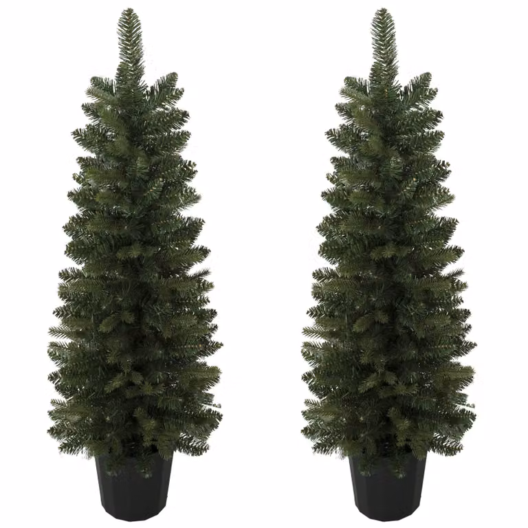 HOMCOM Set van 2 groene kunstkerstbomen van 120 cm met 170 takpunten en potbasis