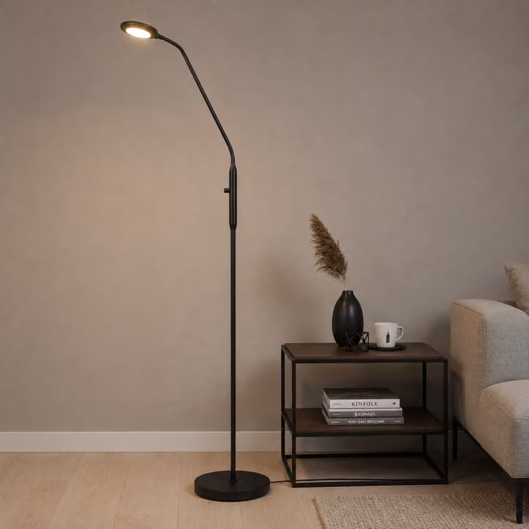 Artdelight Design Vloerlamp UFO zwart met LED en dimfunctie, Hoogte: 140 cm