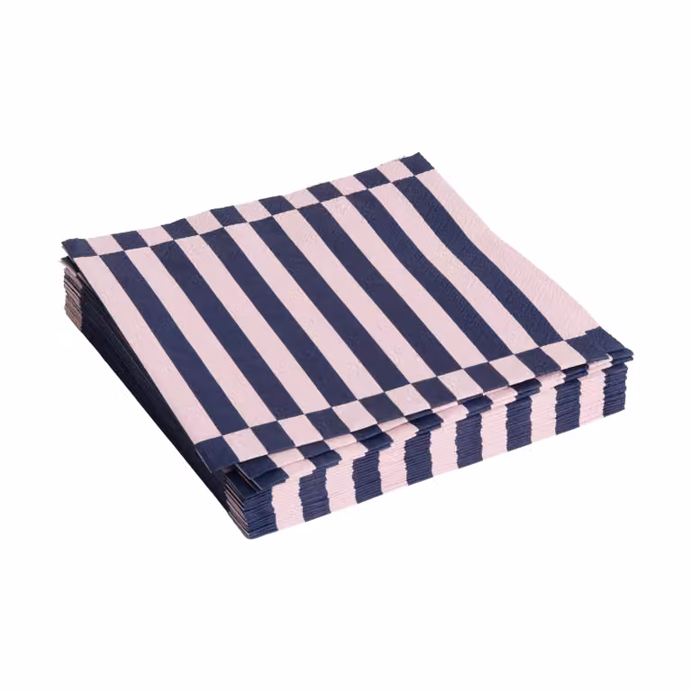 HAY Pattern Lunch Stripe servetten 20-pack lichtroze-donkerblauw 33 x 33 cm