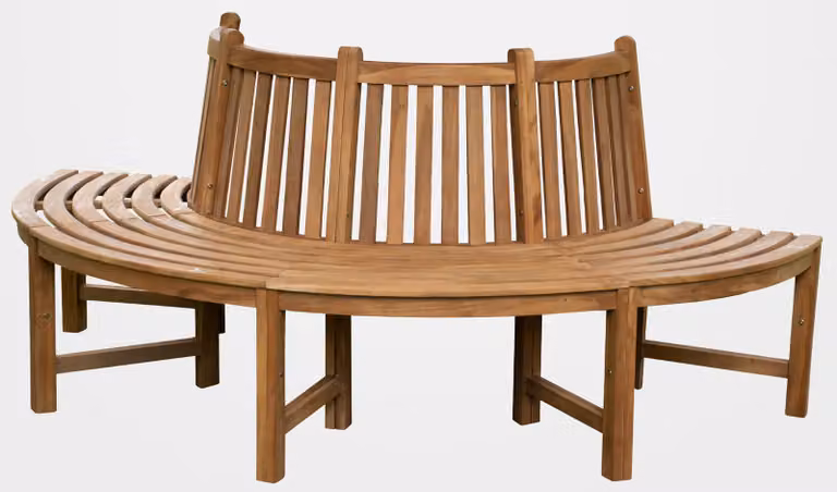 CLP Baumbank Male halfronde hoekbank met rugleuning voor de tuin, bruin