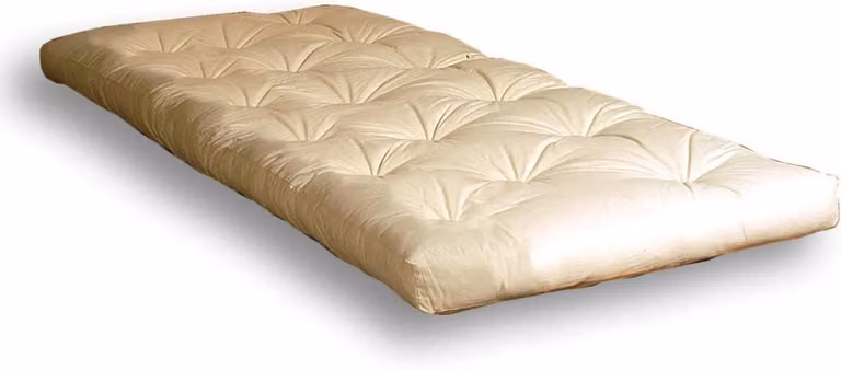 Futon Matras Japanse Vloermatras met 100% Katoenen Vulling - Ecru - 90 x 200 cm