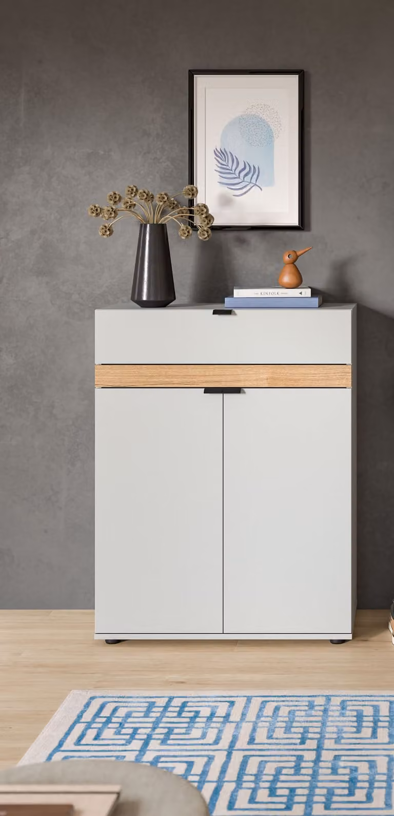 home24 Schoenenkast Naro Grijs B: 75 cm, H: 98 cm, D: 37 cm