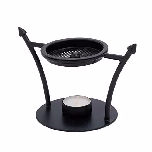 NKlaus Wierookbrander met zeefje, zwart en messing, deco 7547