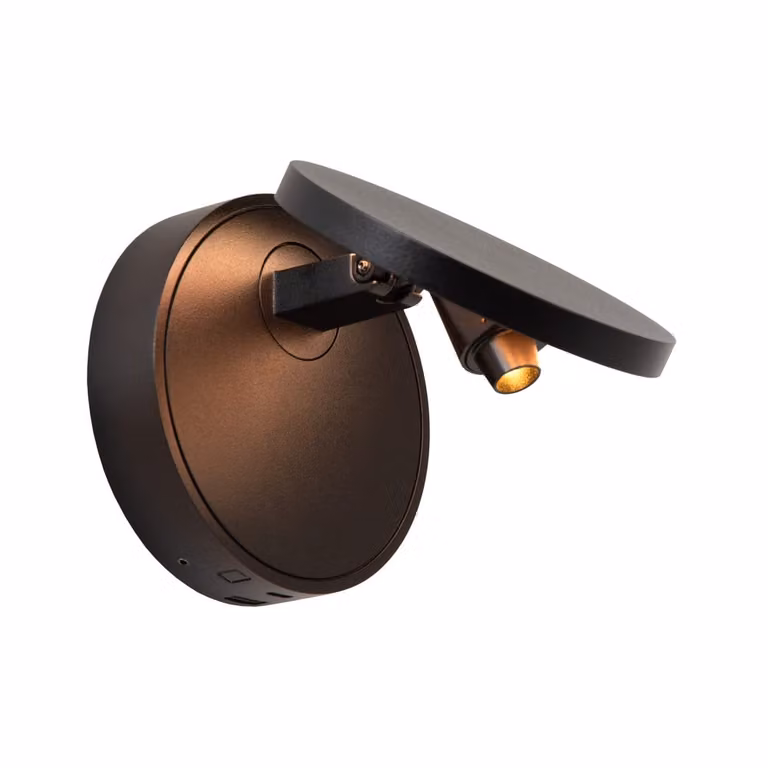 Lucide Ufor Design Wandlamp Zwart - LED Dimbaar - Ø 12 cm