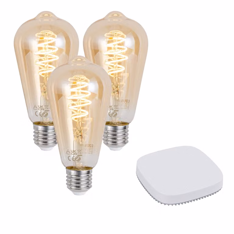 Qazqa Set van 3 Smart Zigbee LED Globe Lampen ST64 E27 Filament Dimbare Warm Wit 2500K Transparent