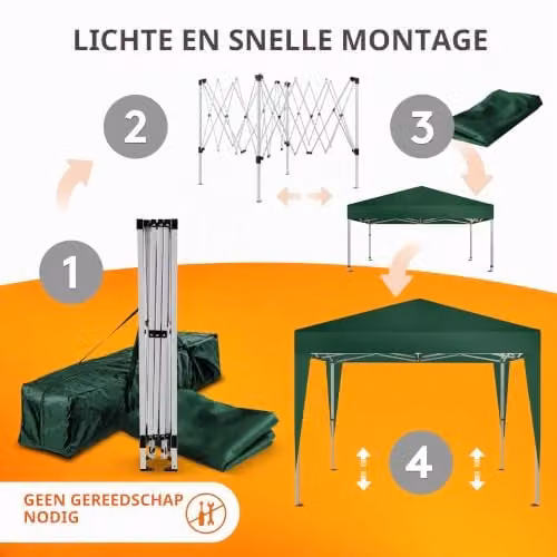 Kronenburg Vouwtent Partytent 2 x 2m Groen - Waterdicht Paviljoen zonder Zijpanelen met UV-bescherming
