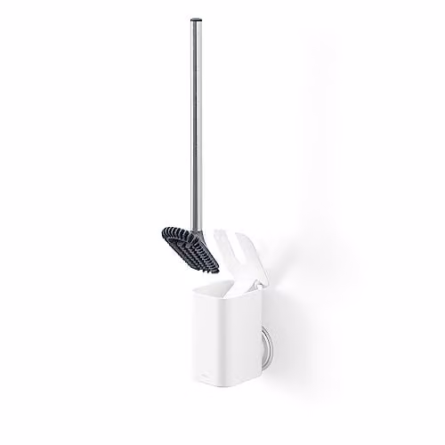 Umbra Flex Toiletborstel met Zelfklevende Houder en Opvangbakje, Wit